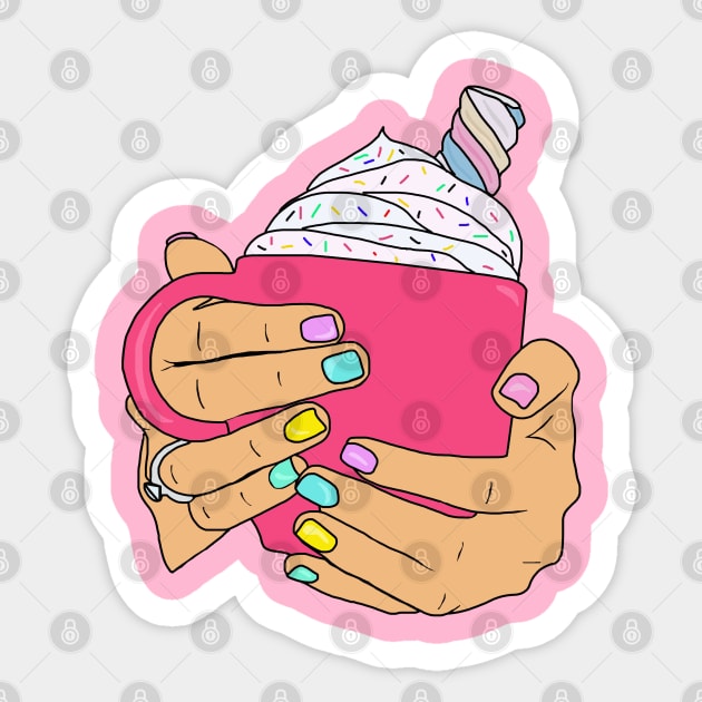 Hands Holding Hot Chocolate Sticker by By Diane Maclaine